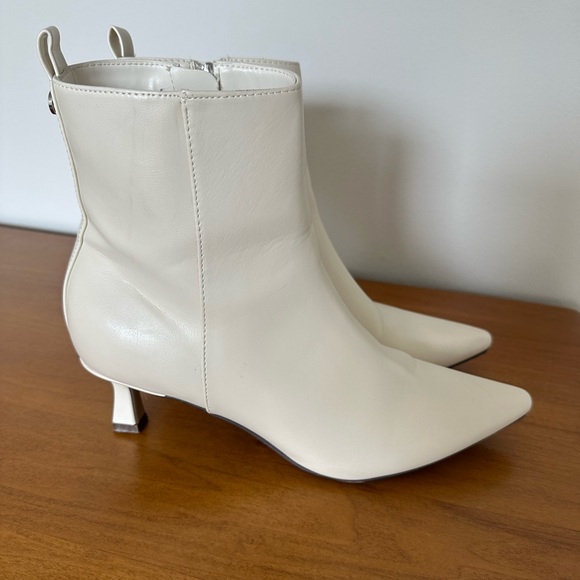 Unisa Shoes - Unisa Cream Kitten Heel Foux Leather Side Zipper Ankle Booties- Chic & Timeless